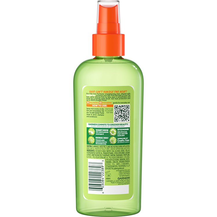 Back view of Flat Iron Perfector Straightening Mist.